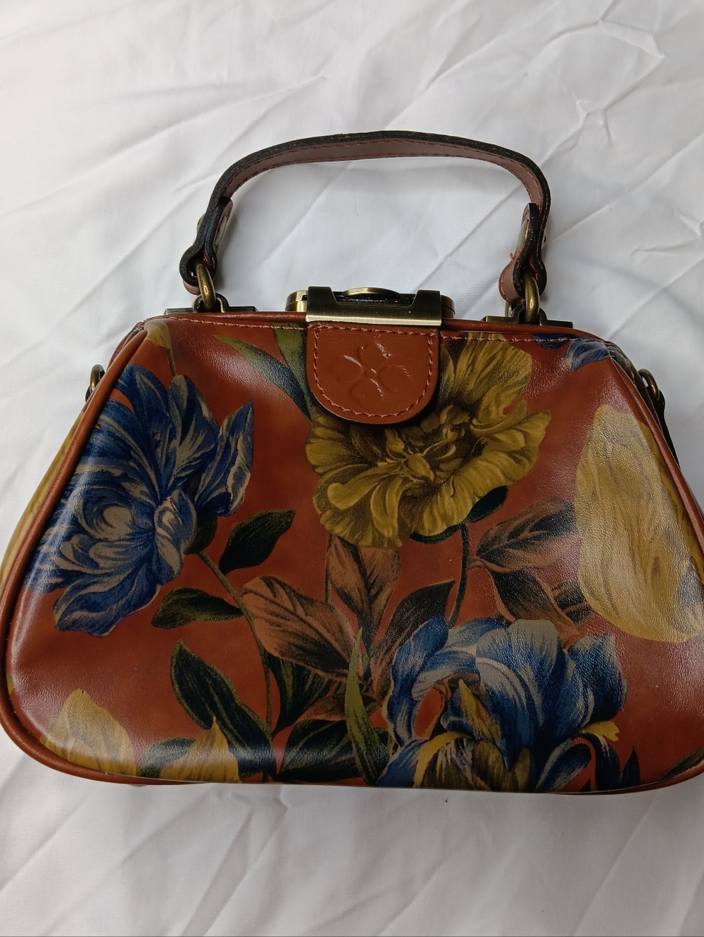 Patricia Nash Gracchi top handle Satchel Leather Floral Vintage-Style Handbag